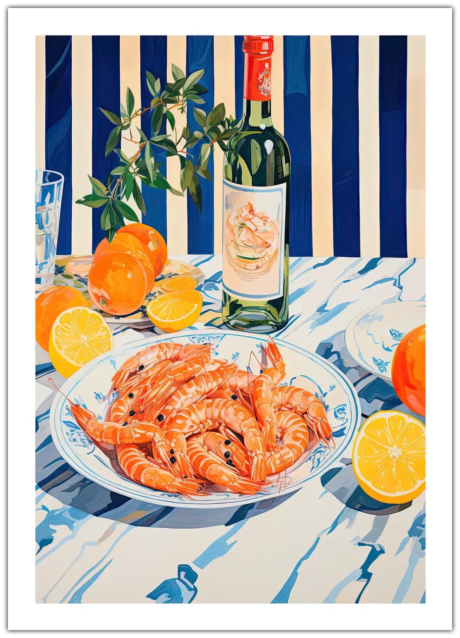 Shrimps And Wine Plakat