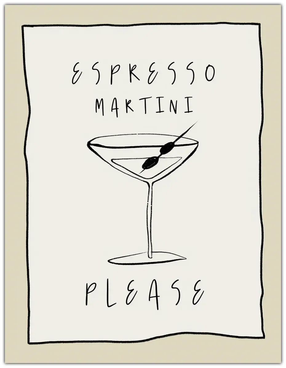 Espresso Martini Line Art Plakat
