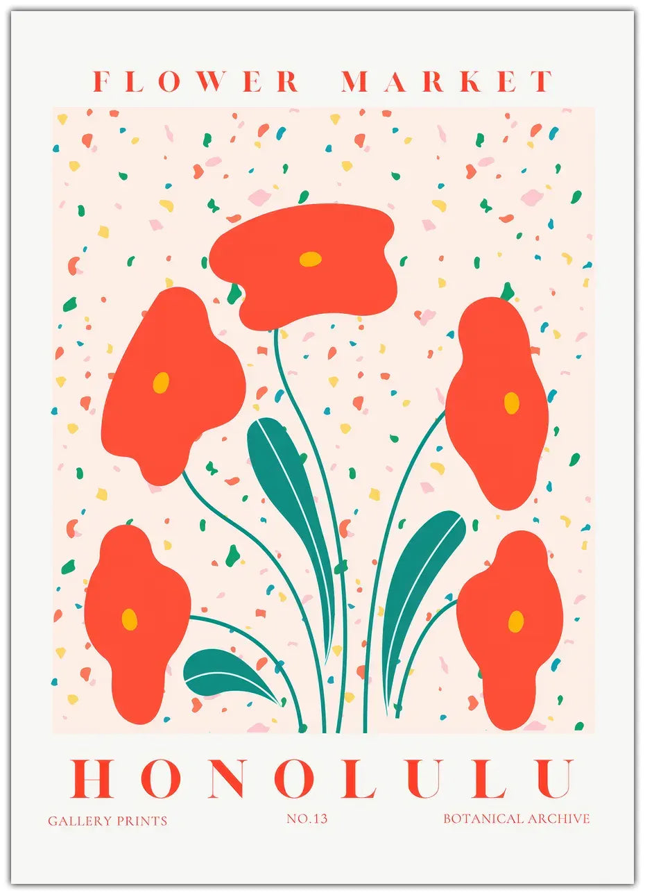 Flower Market Honolulu Plakat