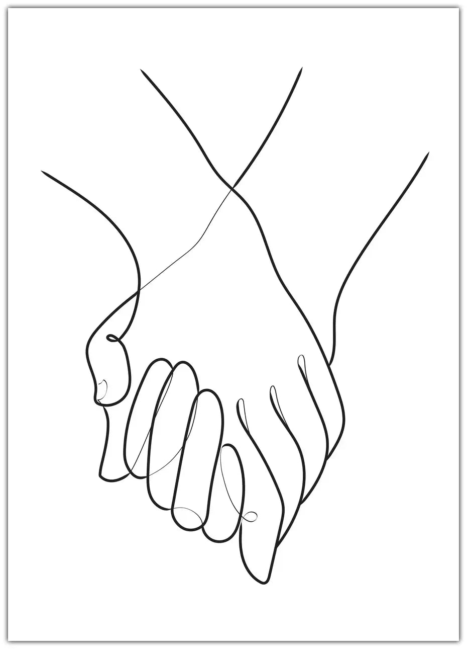 Holding Hands Lines Plakat