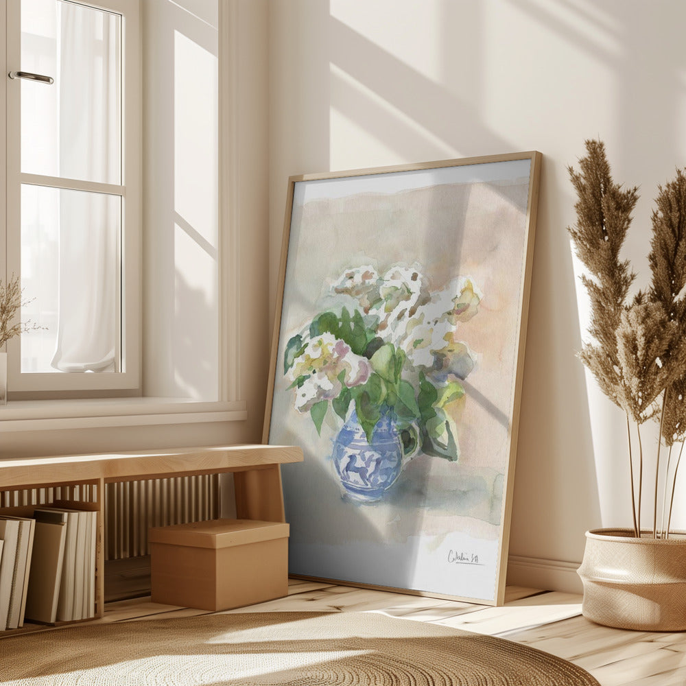 White Lilacs In A Vase Watercolor Plakat