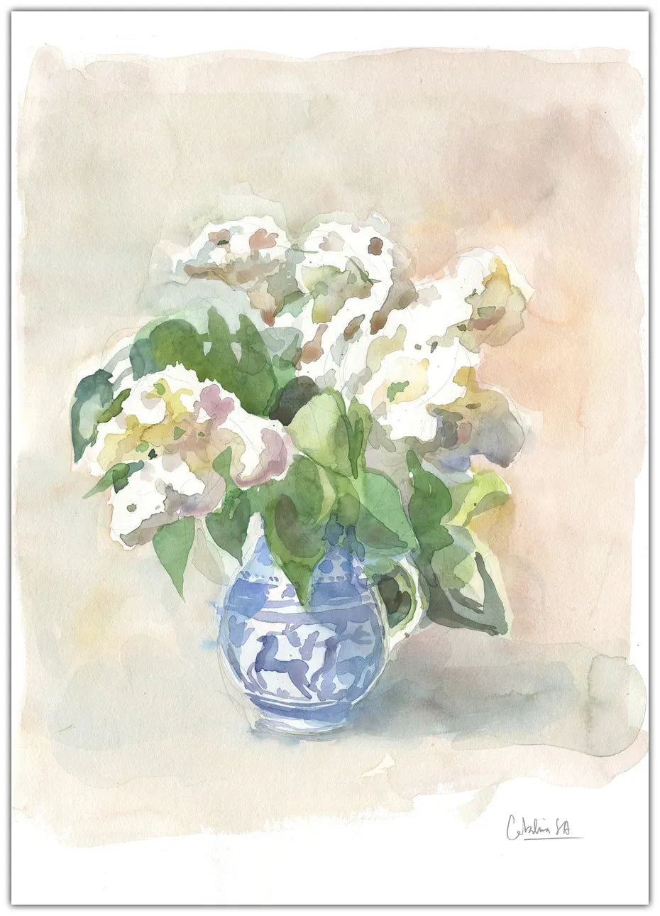White Lilacs In A Vase Watercolor Plakat