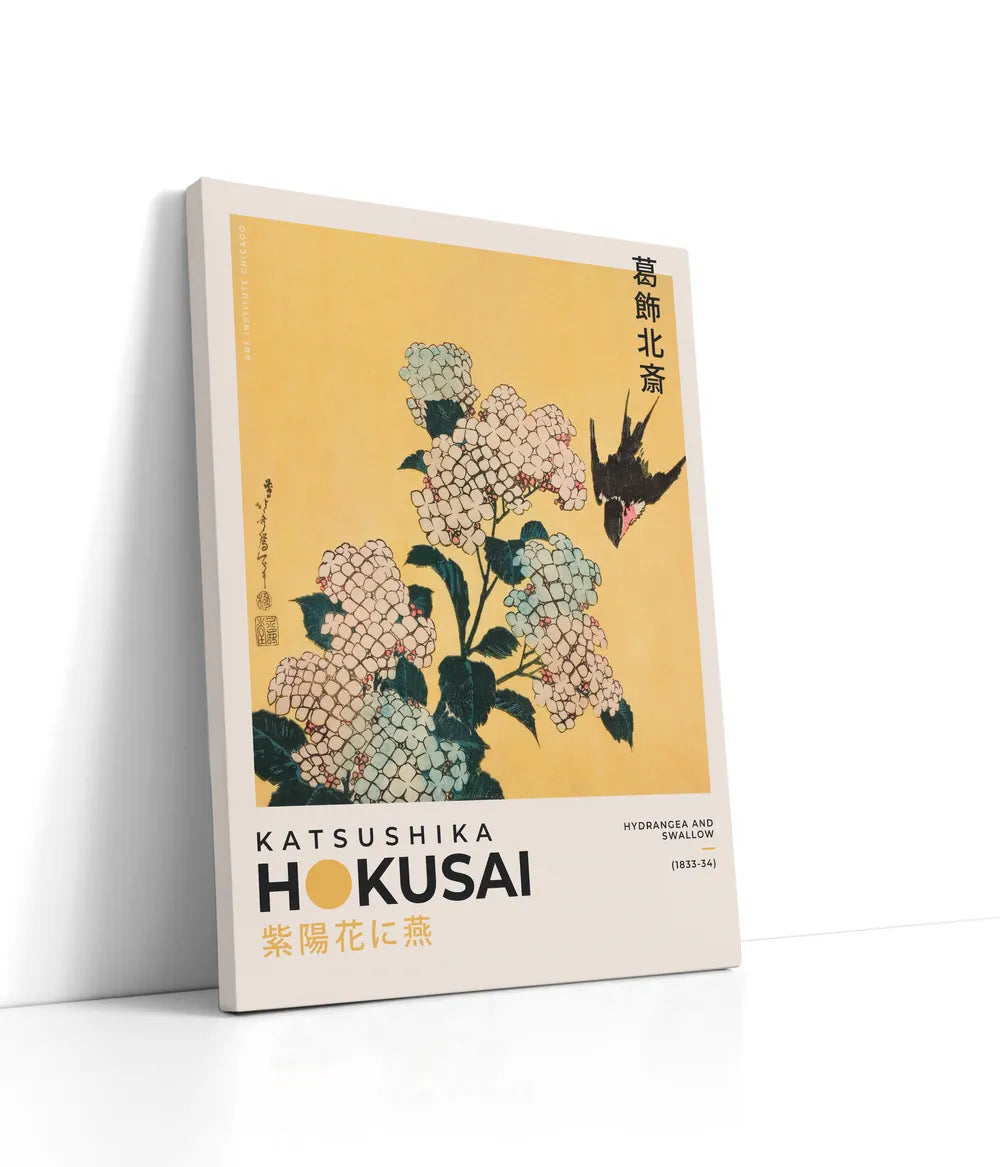 Katsushika Hokusai - Hydrangea And Swallow Lærred