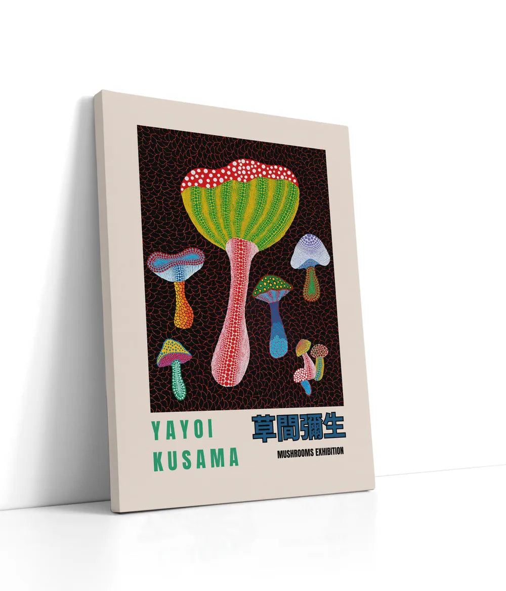 Yayoi Kusama - Mushroom Exhibition Lærred
