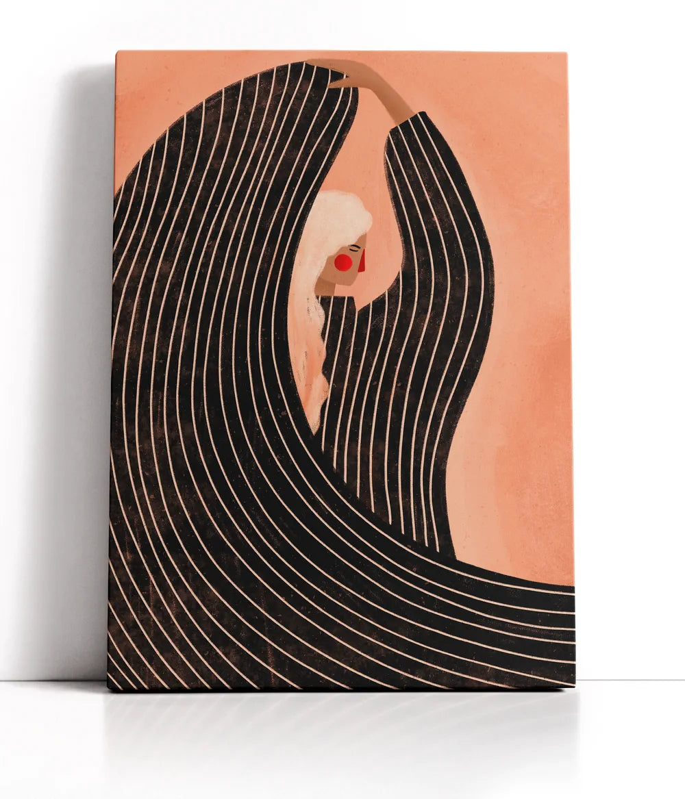 The Woman With The Black Dress Lærred