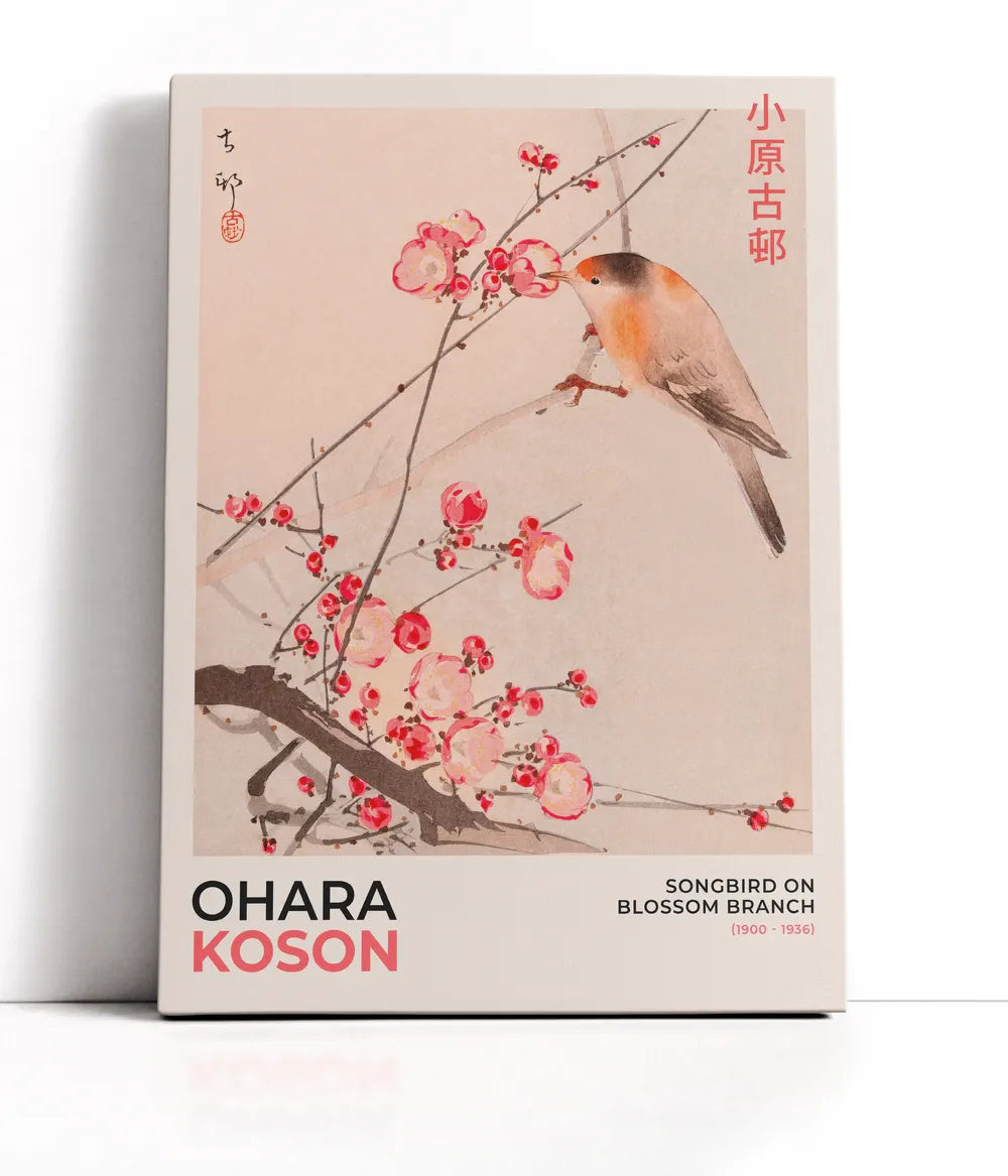 Ohara Koson - Songbird On Blossom Branch Lærred