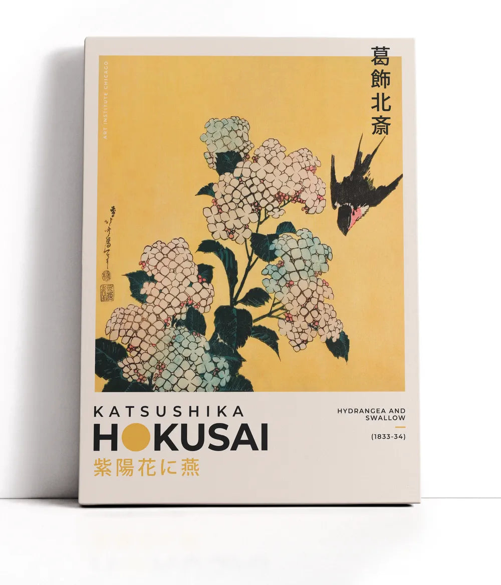 Katsushika Hokusai - Hydrangea And Swallow Lærred