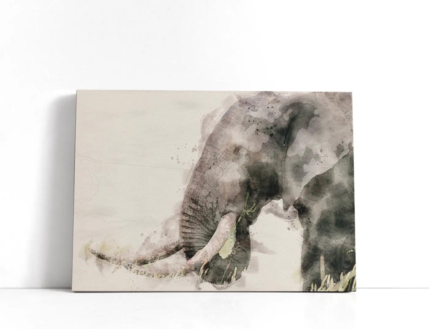 Abstract African Elephant Watercolor Art Lærred