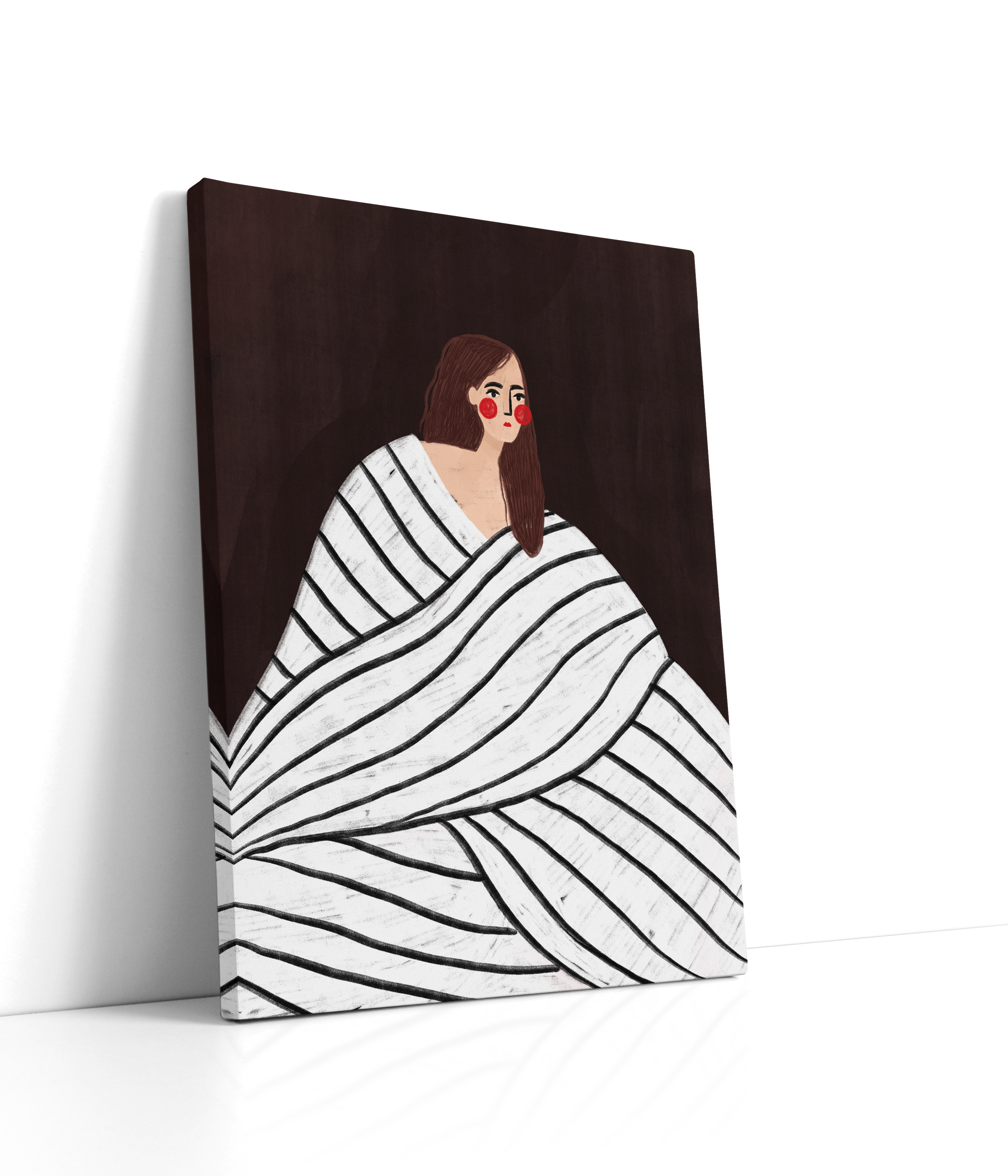 The Woman With Black And White Stripes Lærred