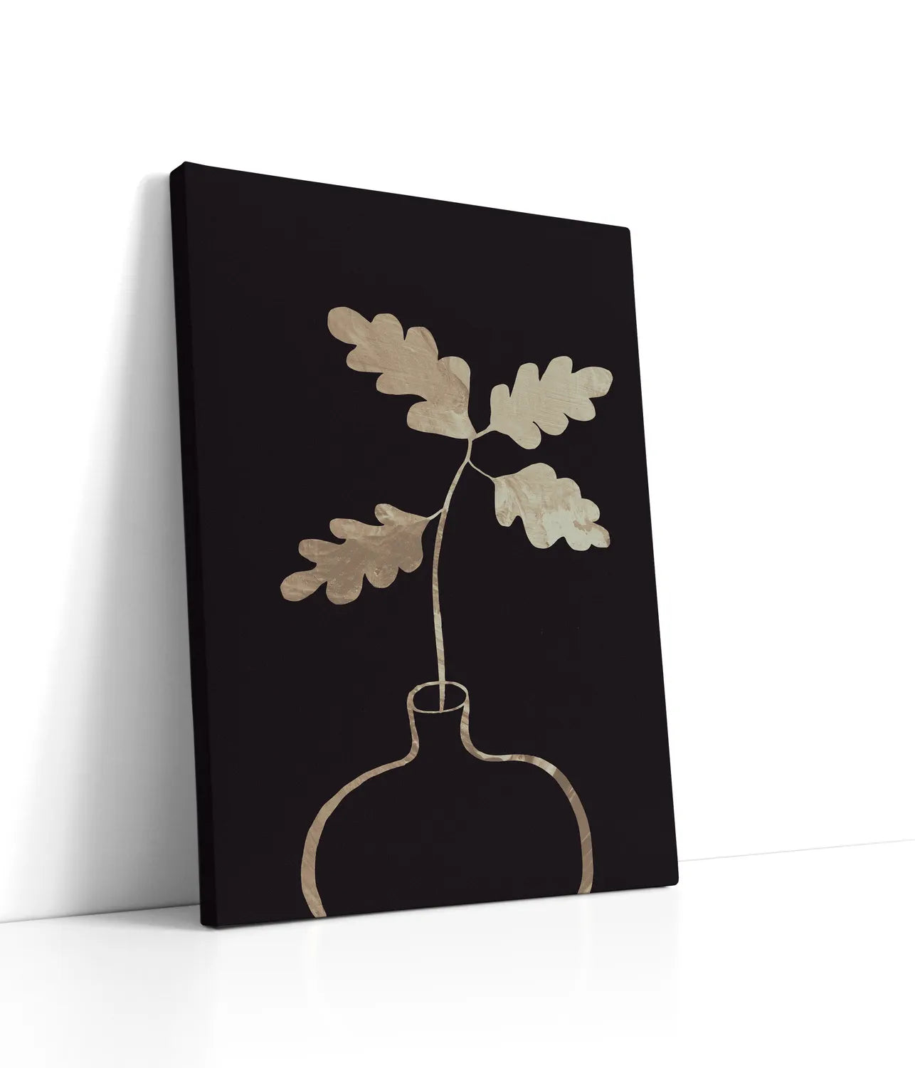 Leaves in Vase Gold Lærred