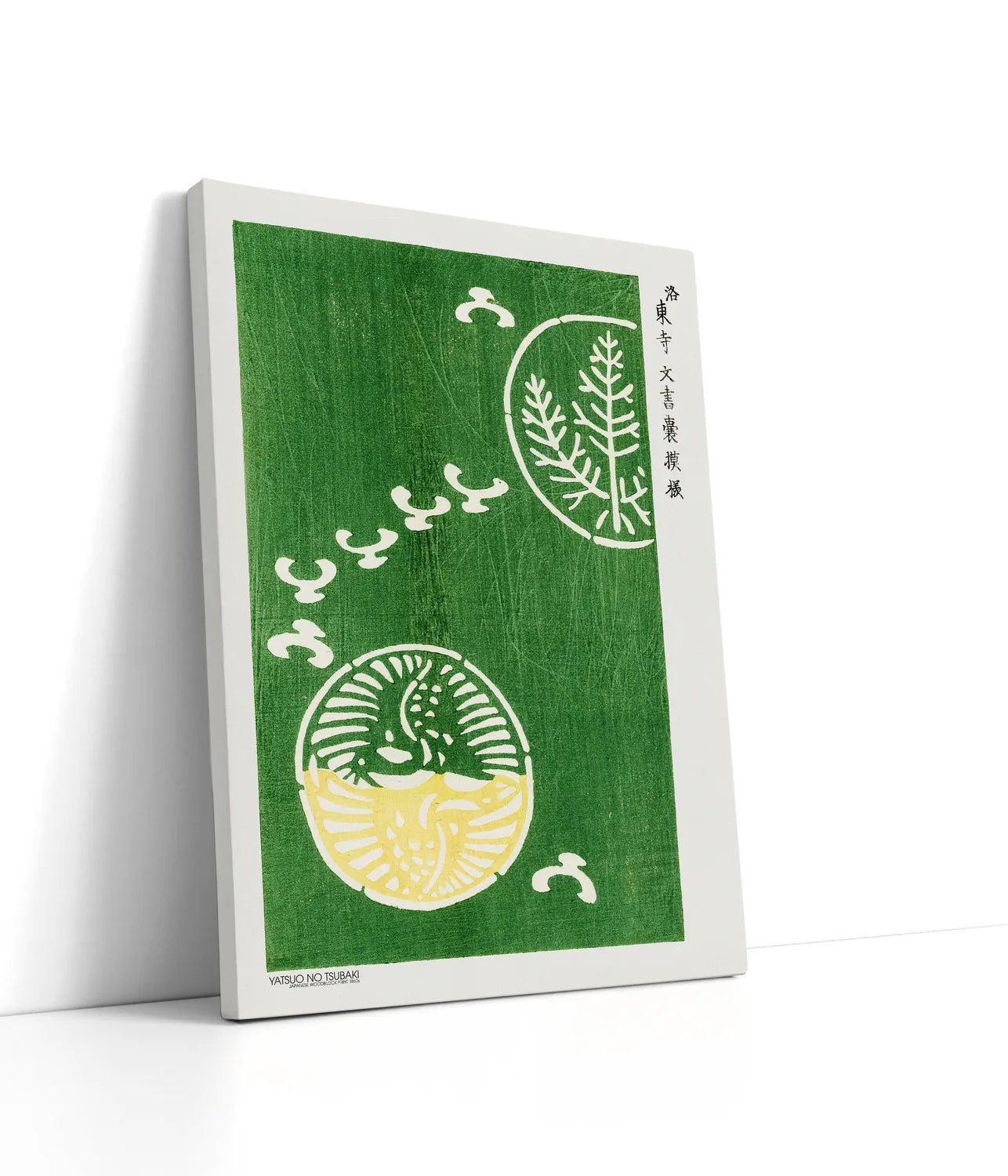 Woodblock Print Green Lærred