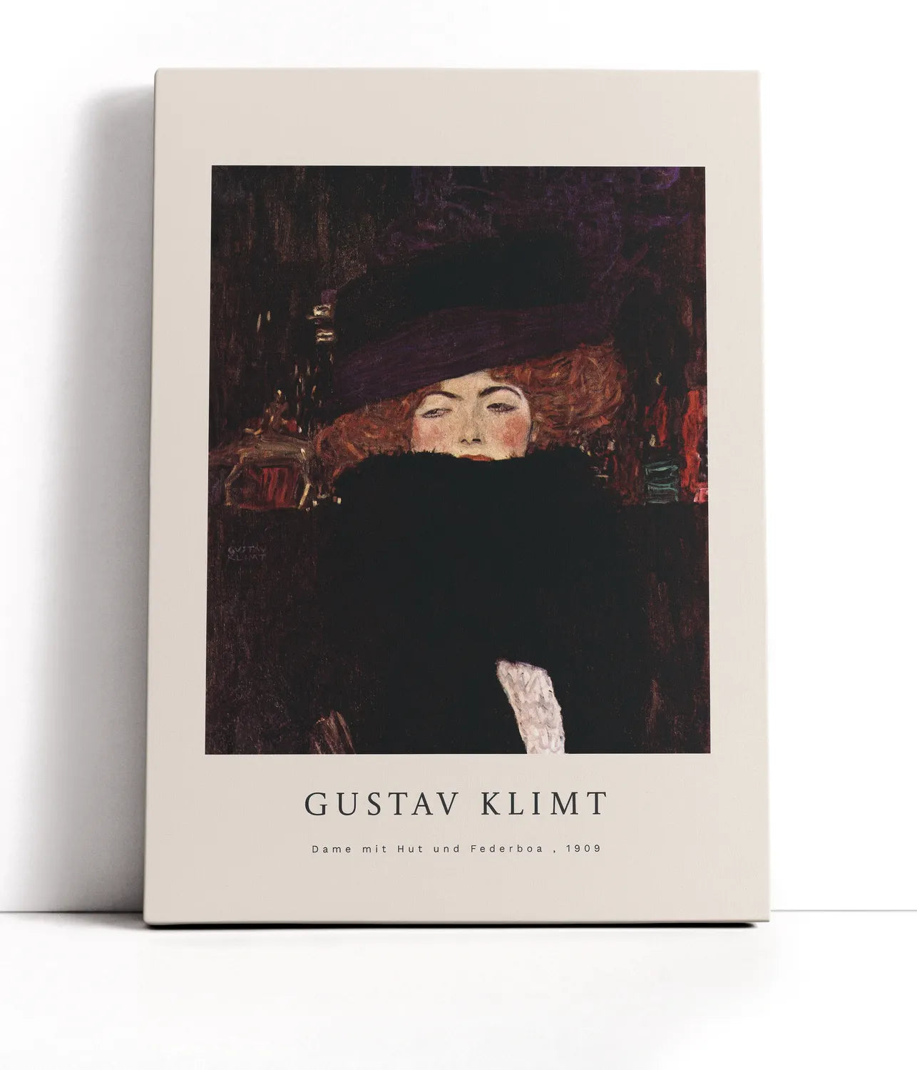 Gustav Klimt - Dame Mit Hut Und Ferderboa Lærred