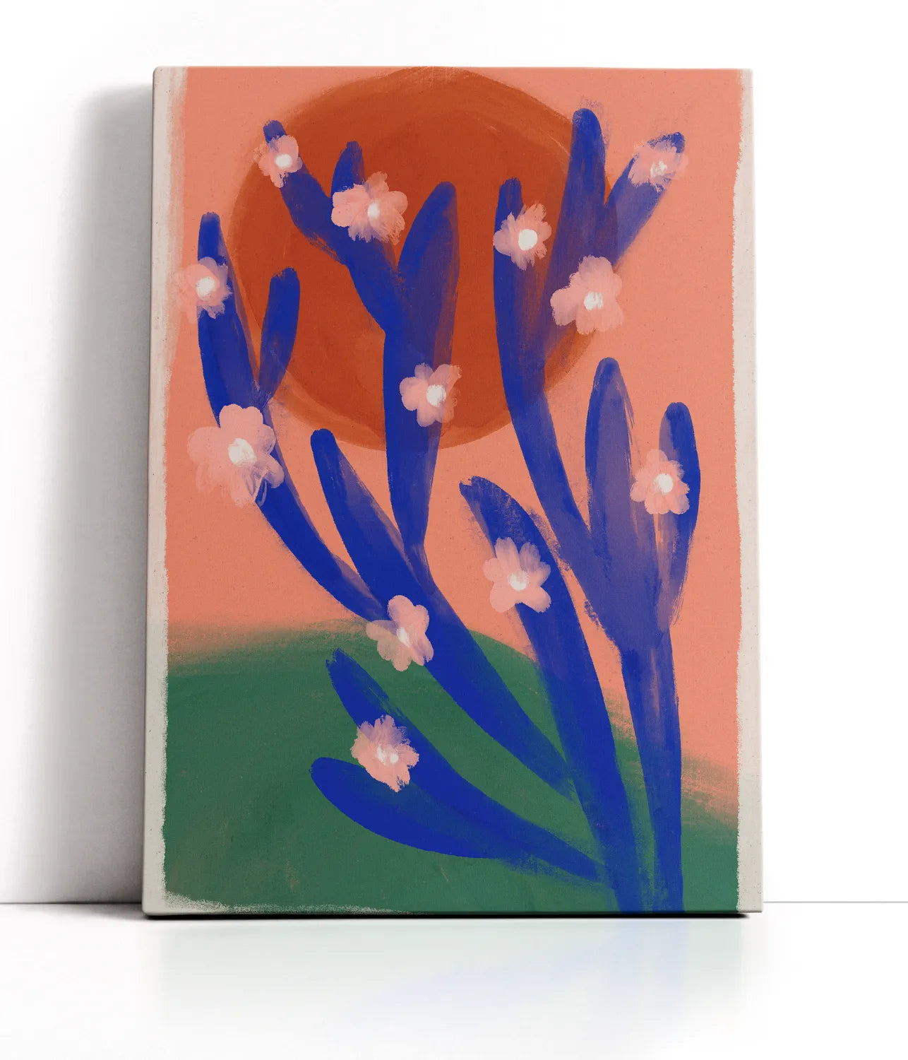 Blue Desert Cactus Lærred