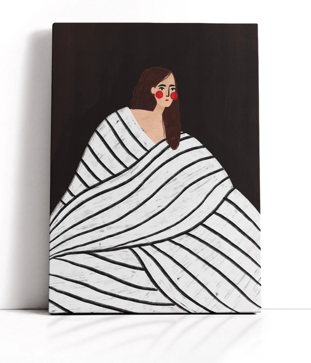 The Woman With Black And White Stripes Lærred