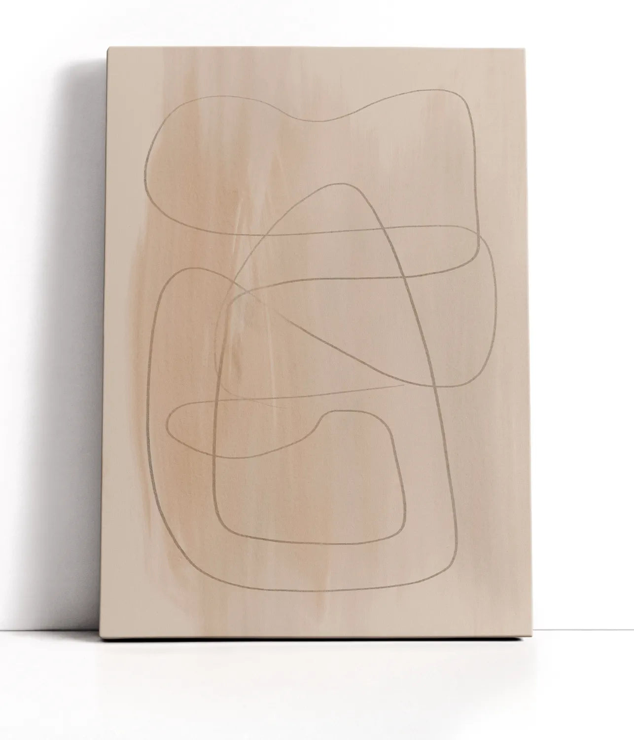 Black lines on beige Lærred