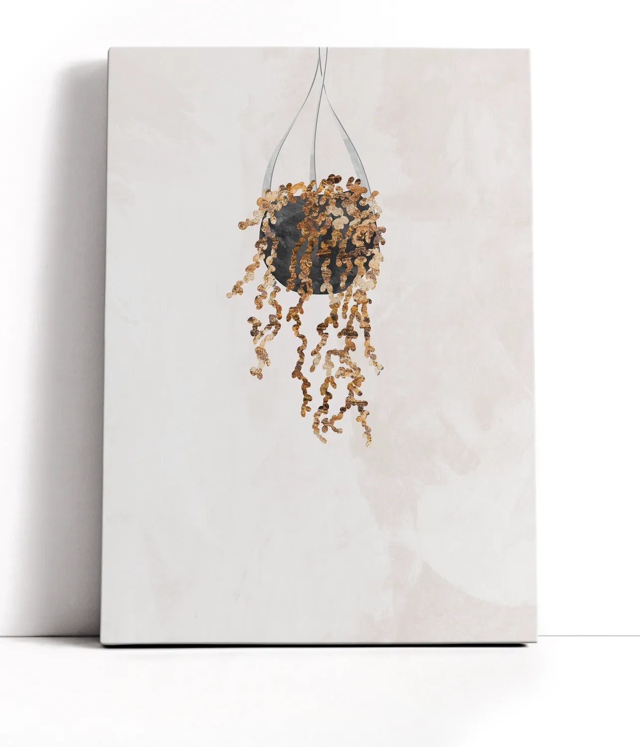 Black and gold house plant 2 Lærred