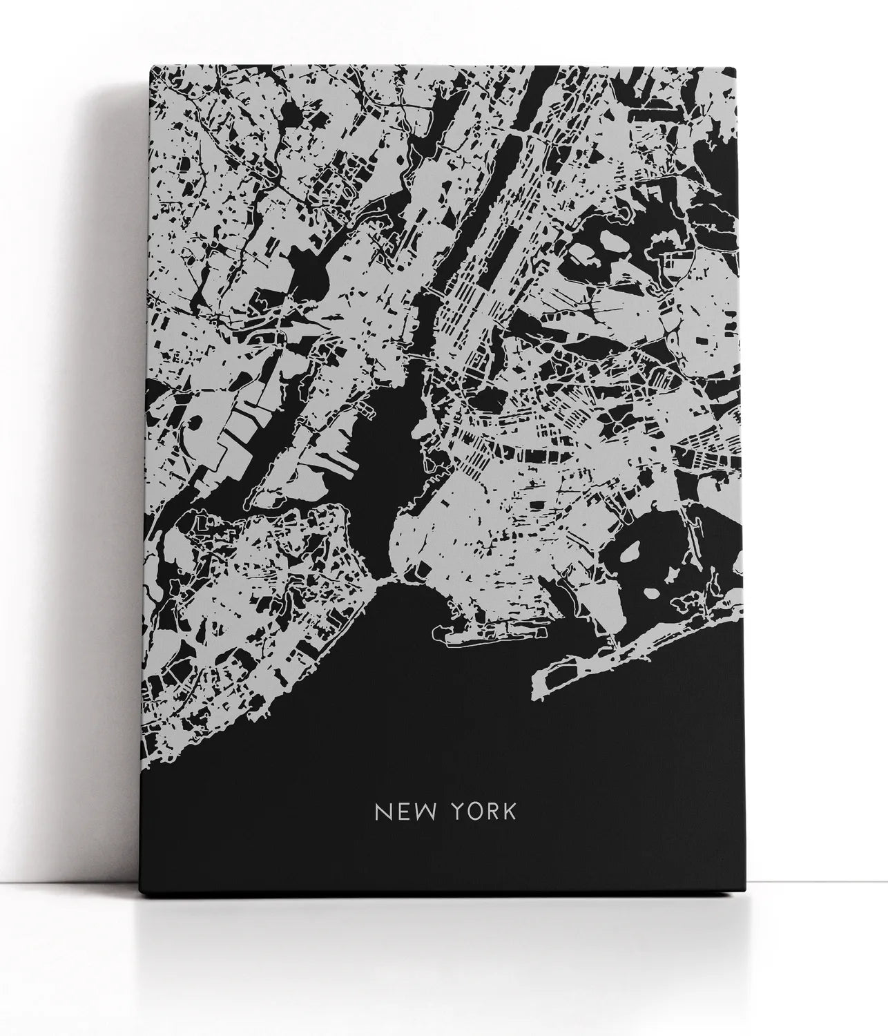 Map New York 2 Black Lærred