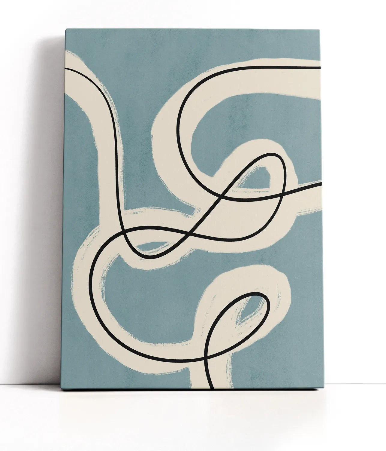 Minimalist line art in blue grey Lærred