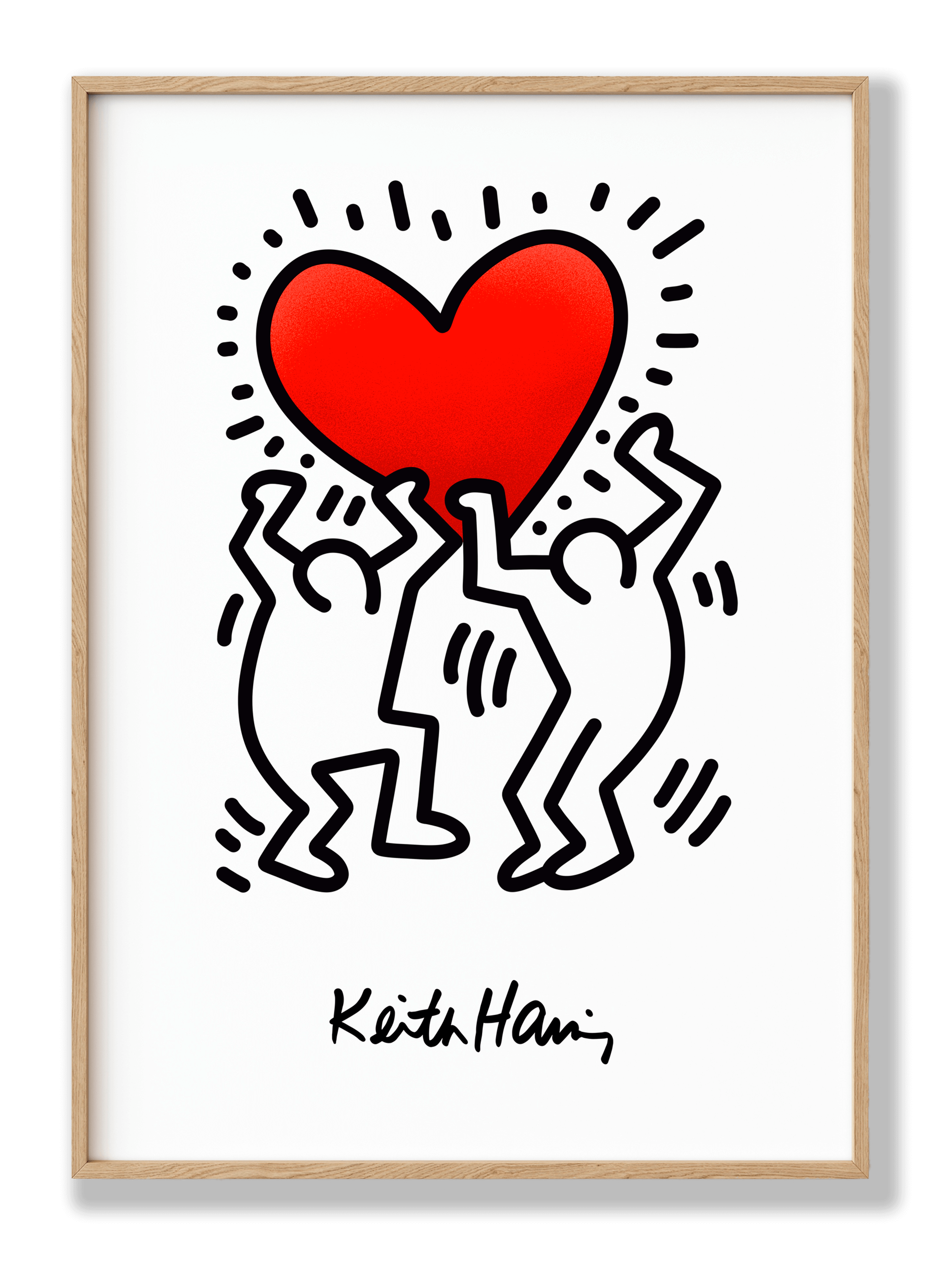 Keith Haring - Figuren mit rotem Herzen Poster