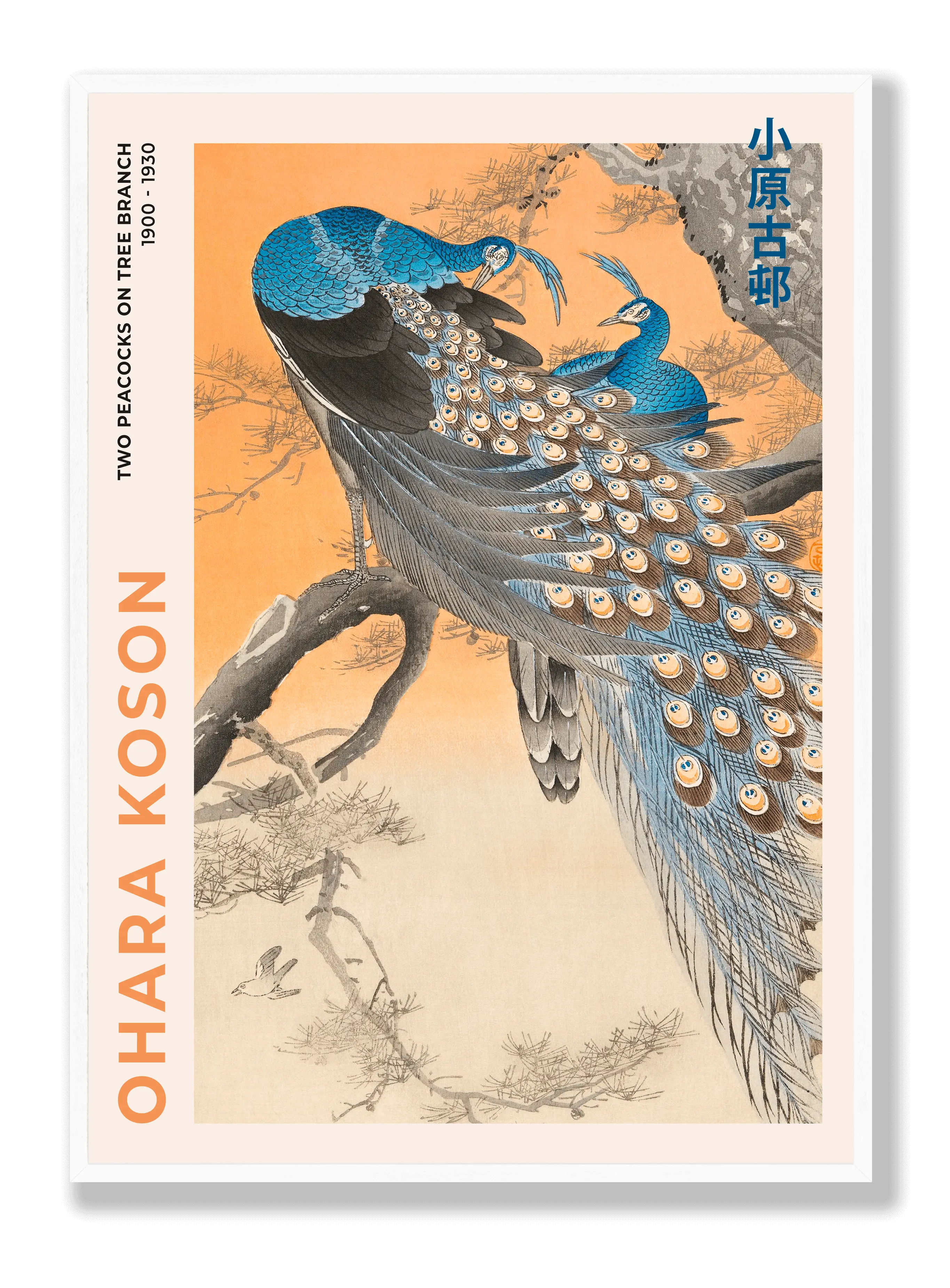 Ohara Koson - Two Peacocks On Tree Branch Plakat