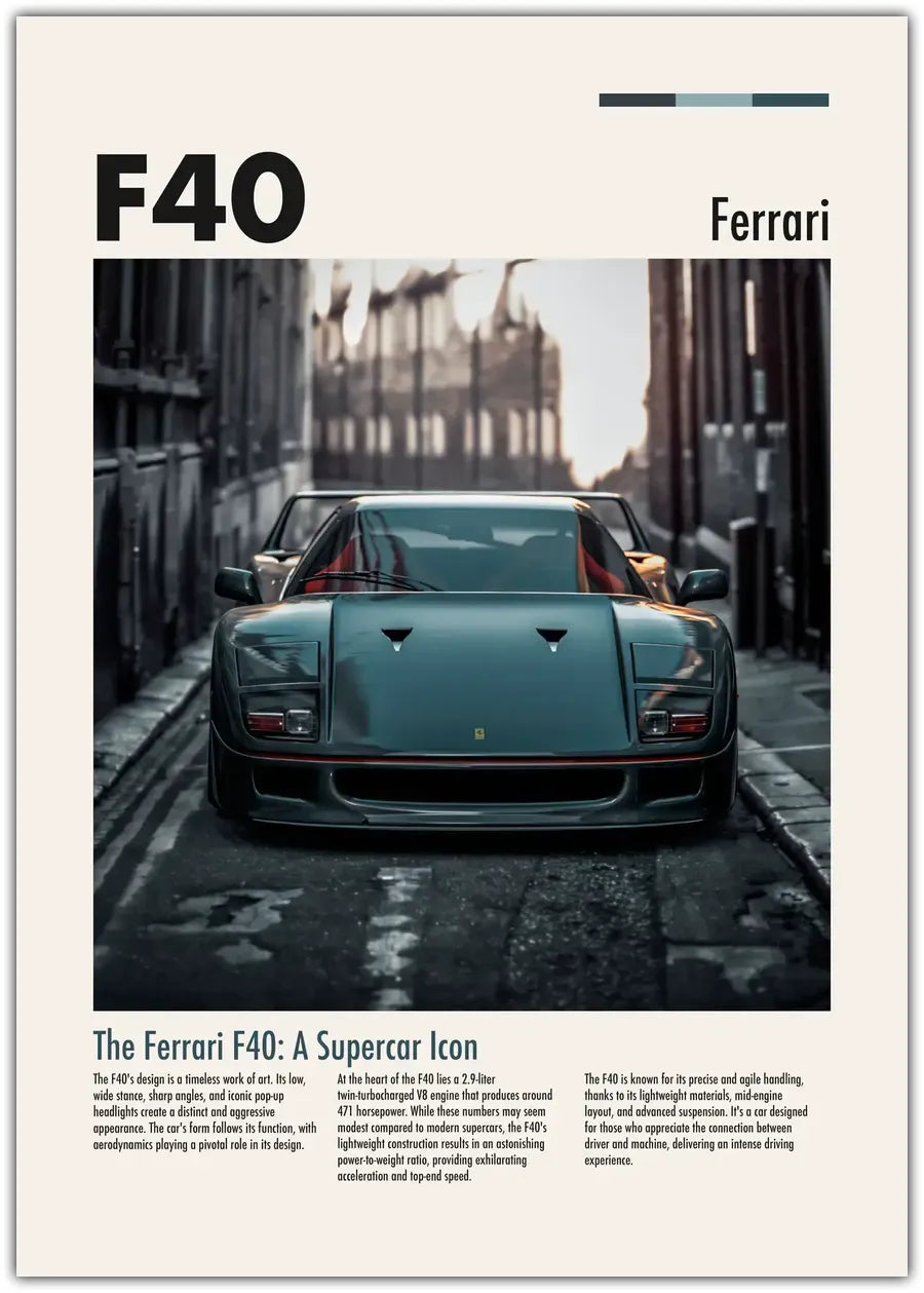 Ferrari F40 Black Plakat