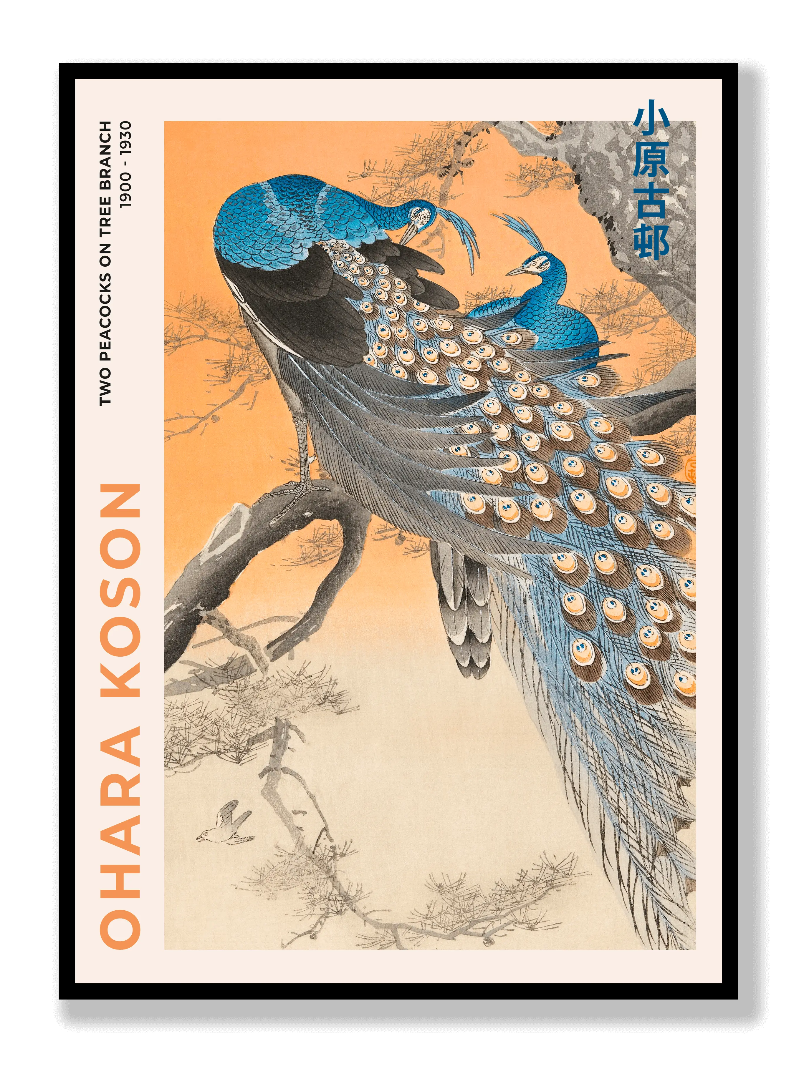 Ohara Koson - Two Peacocks On Tree Branch Plakat