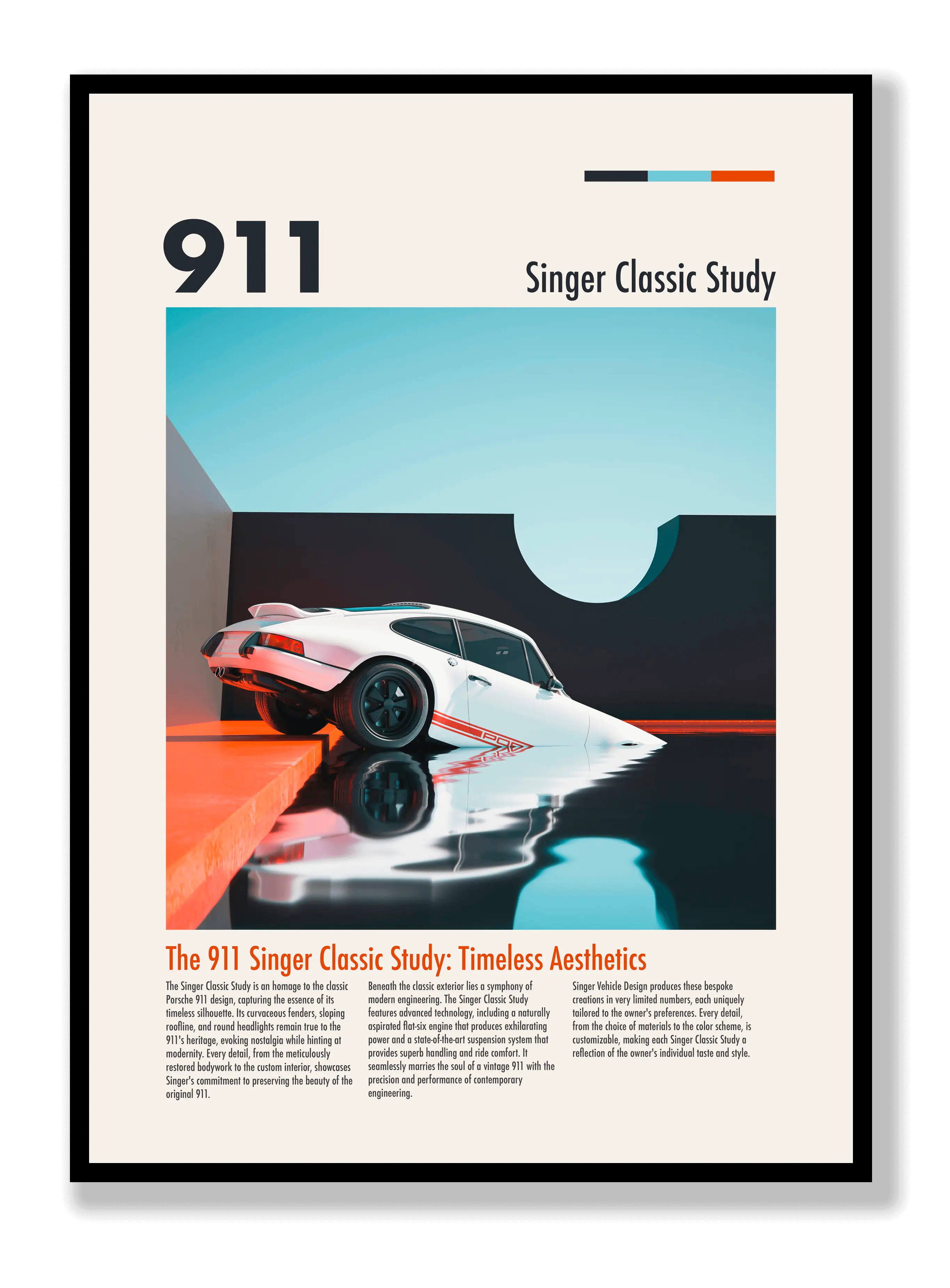 Porsche 911 Singer Classic Studienposter