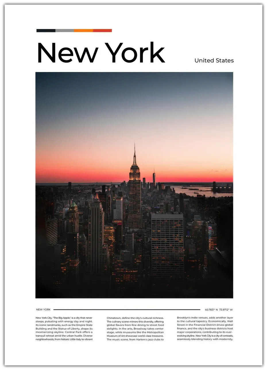 New York City Sunset Plakat