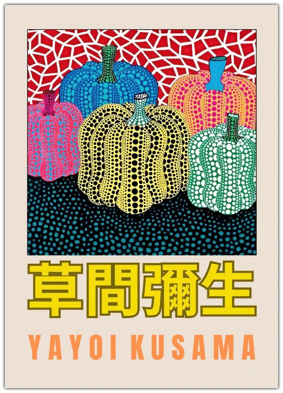 Yayoi Kusama - Farbige Kürbisse Poster