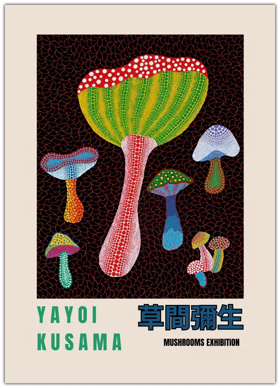 Yayoi Kusama – Pilz-Ausstellungsplakat