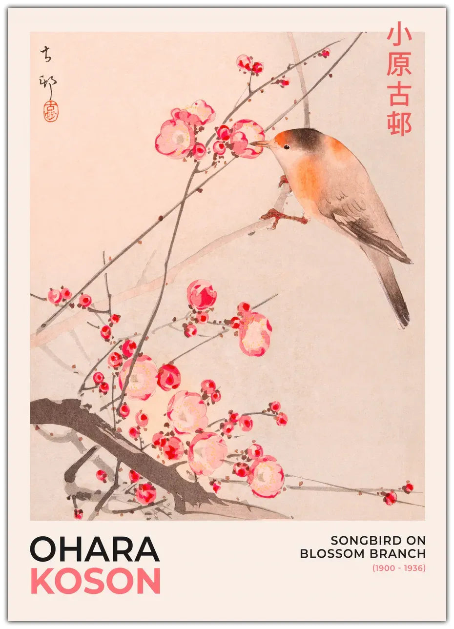 Ohara Koson - Songbird On Blossom Branch Plakat