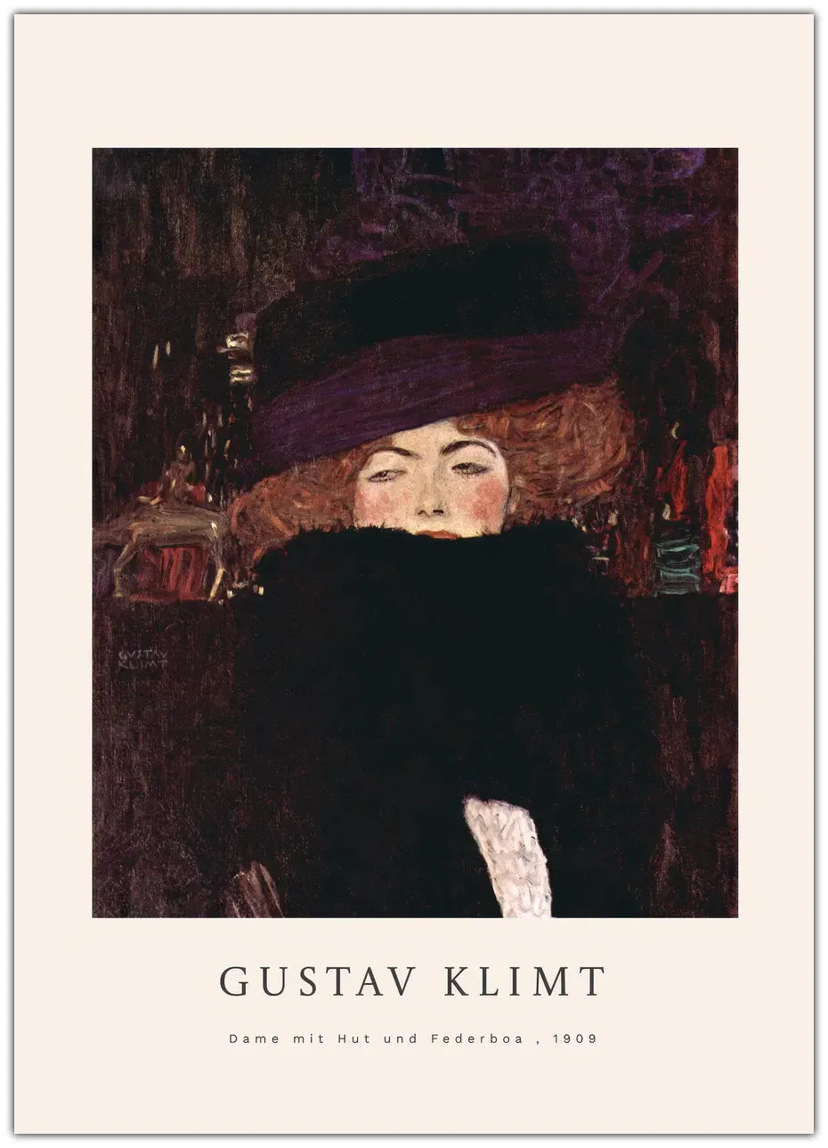 Gustav Klimt - Dame Mit Hut Und Ferderboa Plakat