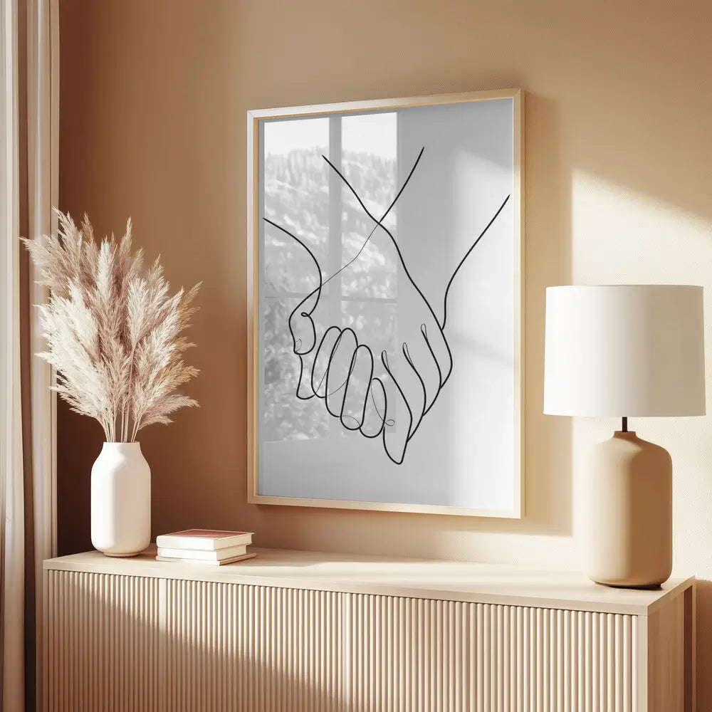 Holding Hands Lines Plakat