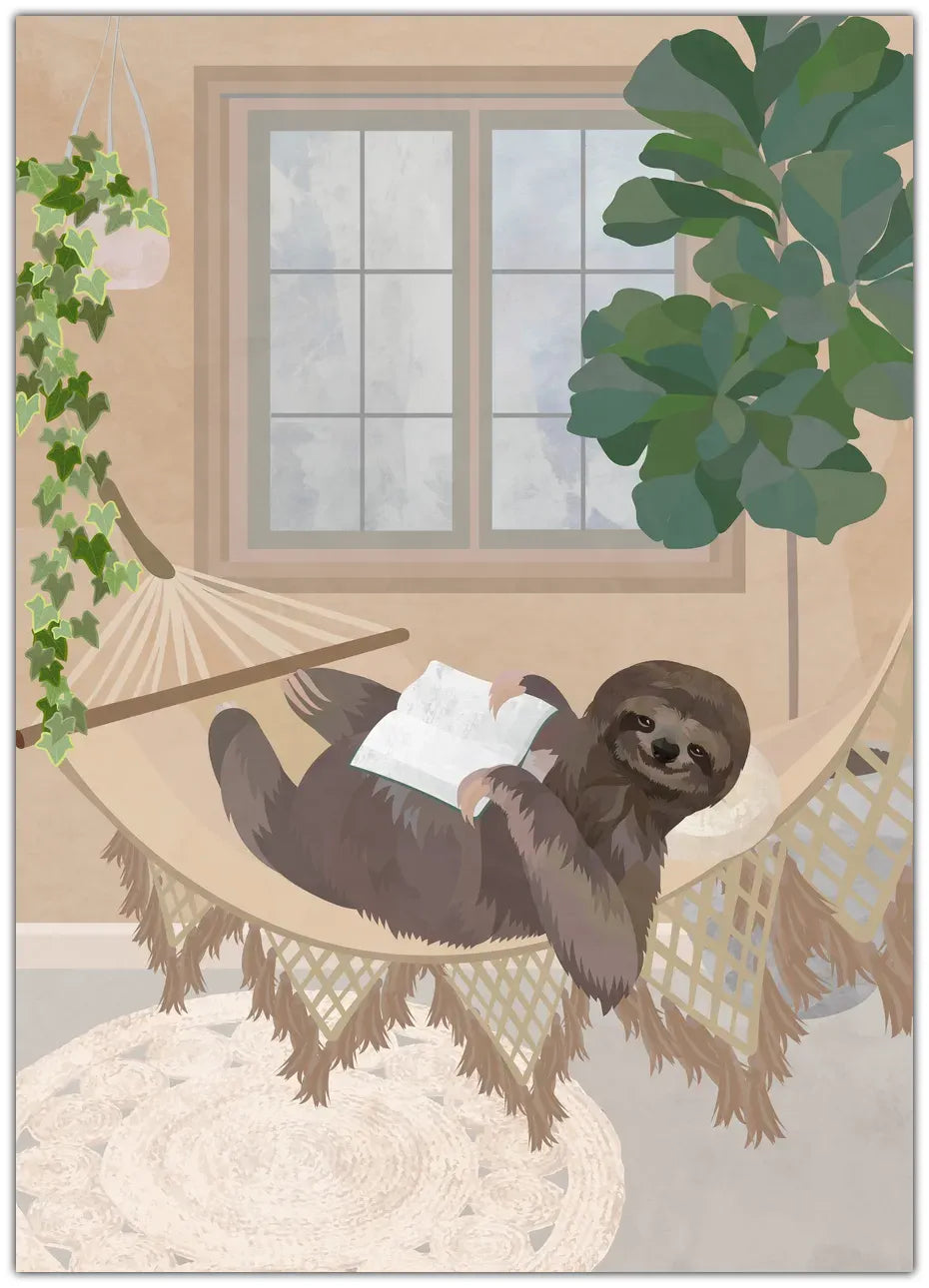 Lazy sloth in hammock Plakat