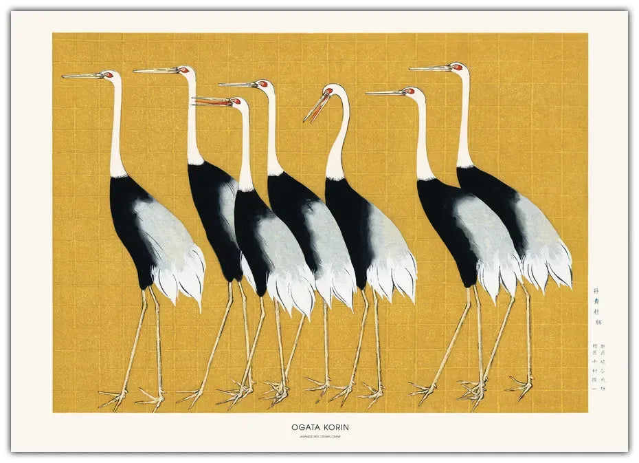 Japanese Red Crown Crane Plakat