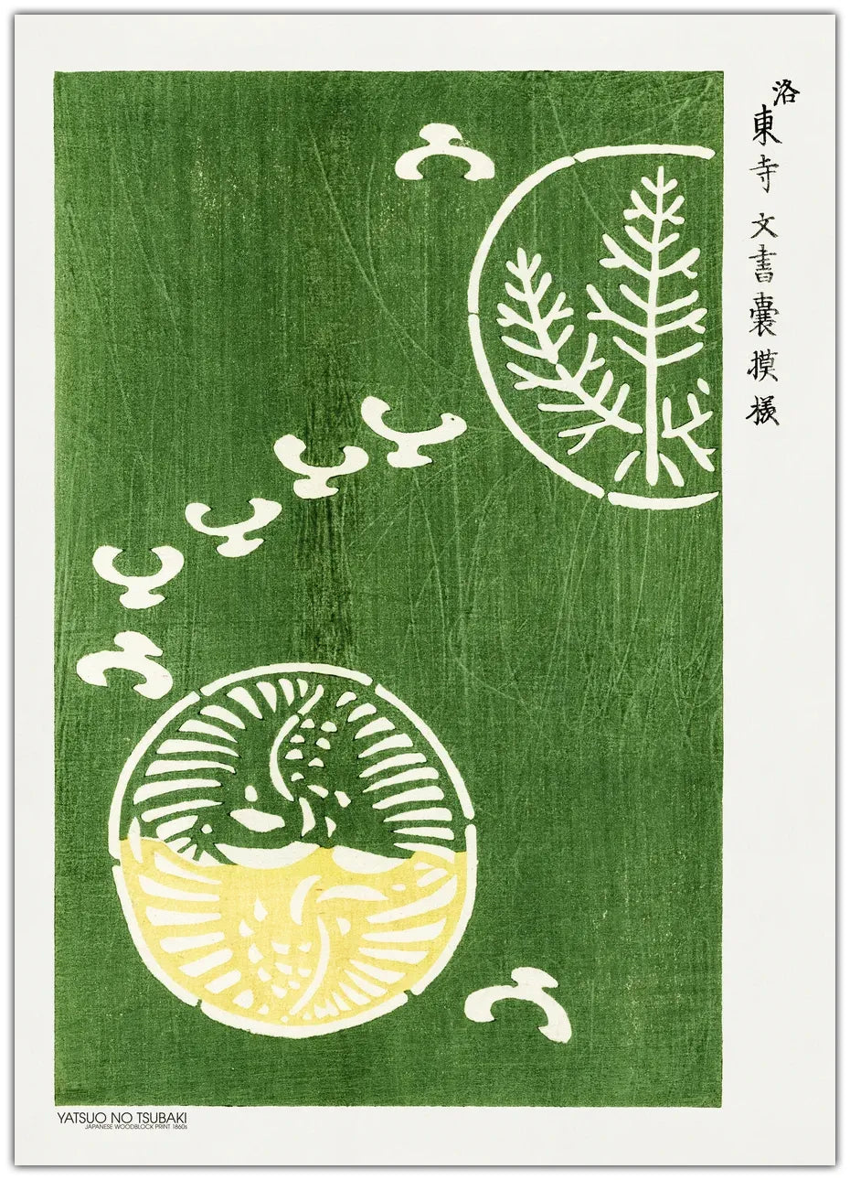 Woodblock Print Green Plakat