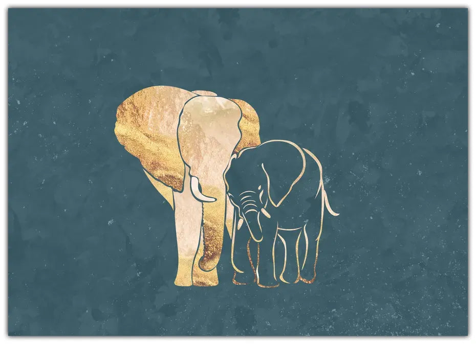 Gold Elephant Line art Silhouettes 2 Plakat