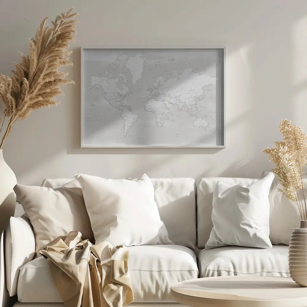 Detailed world map with cities, Maeli neutral Plakat