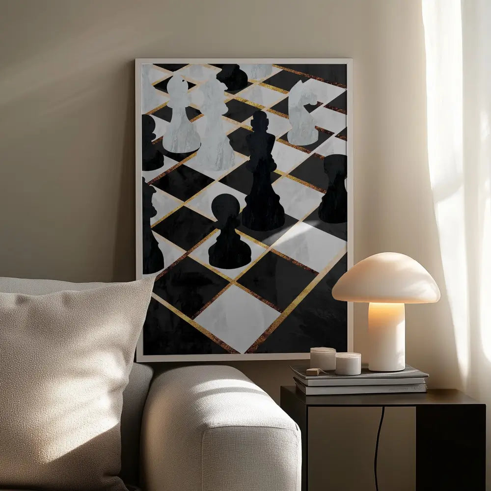 Chess black and gold 1 Plakat