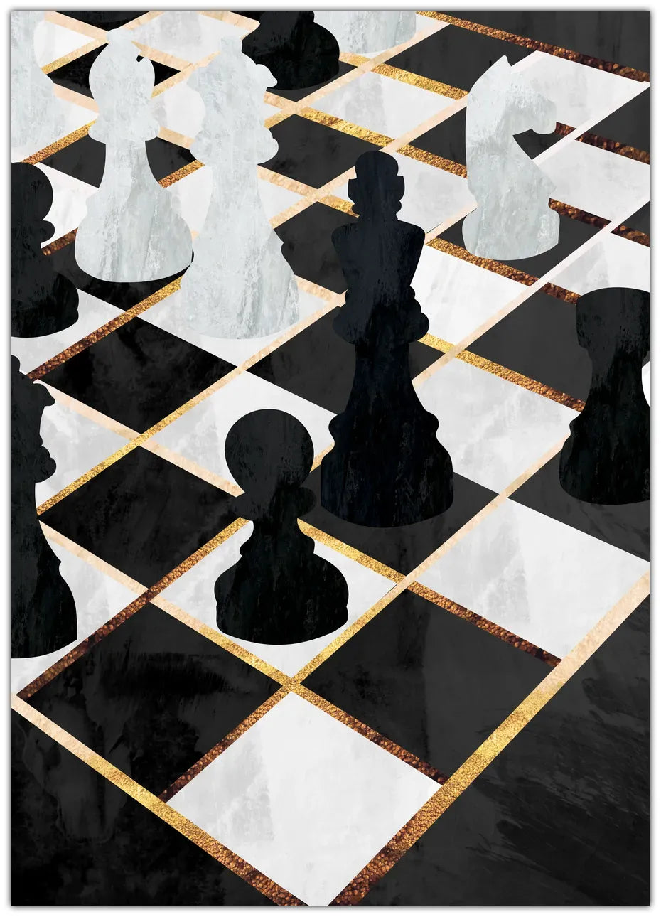 Chess black and gold 1 Plakat