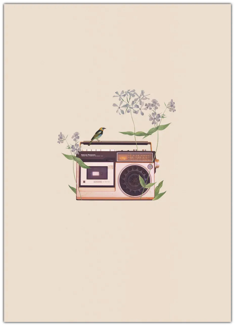Floral vintage radio Plakat