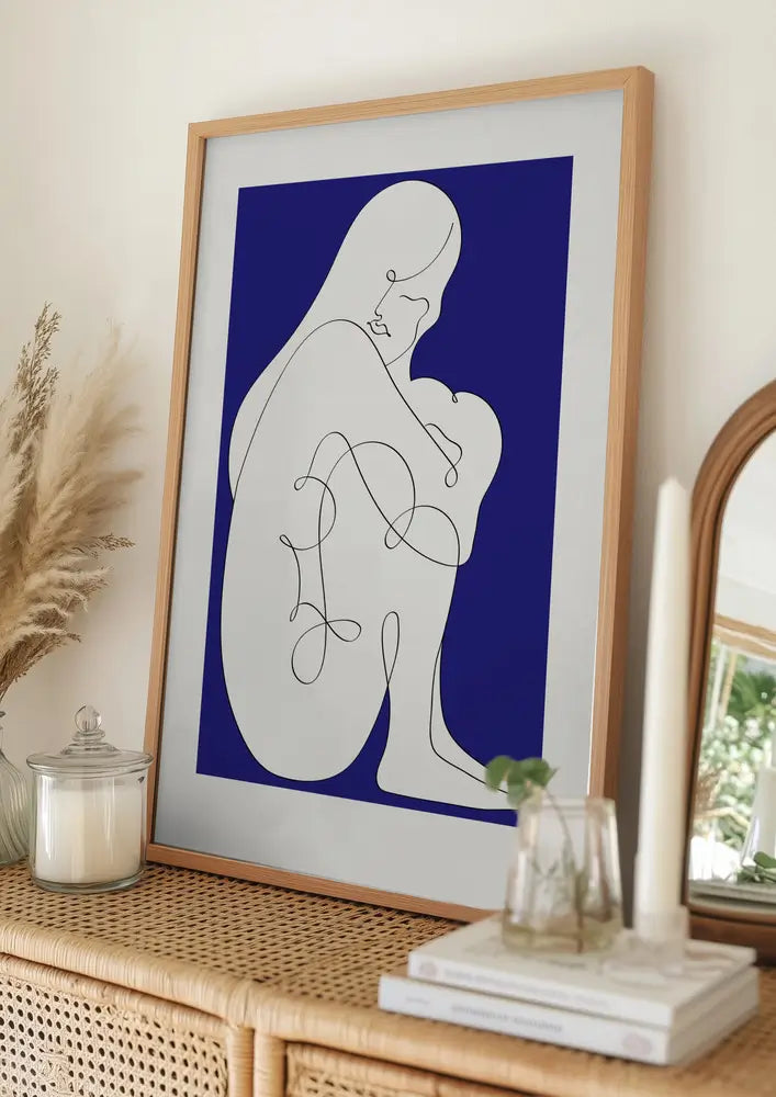 Sitting Woman Blue Plakat