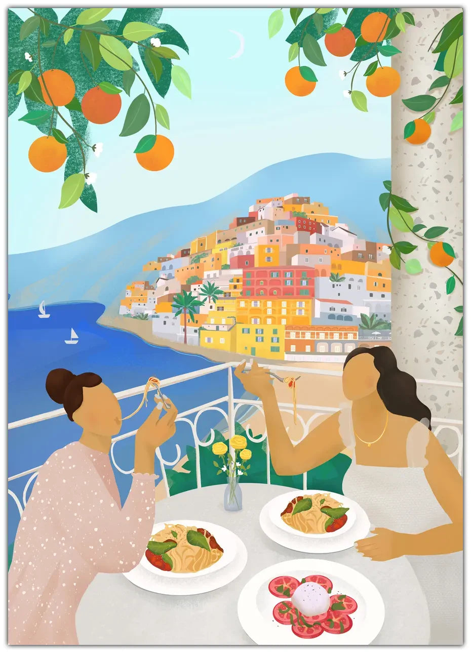 Girls in Positano Plakat