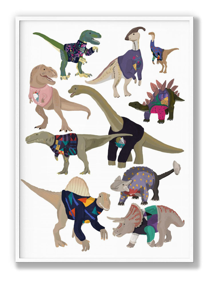 Dinosaurs In 80s Jumpers Poster