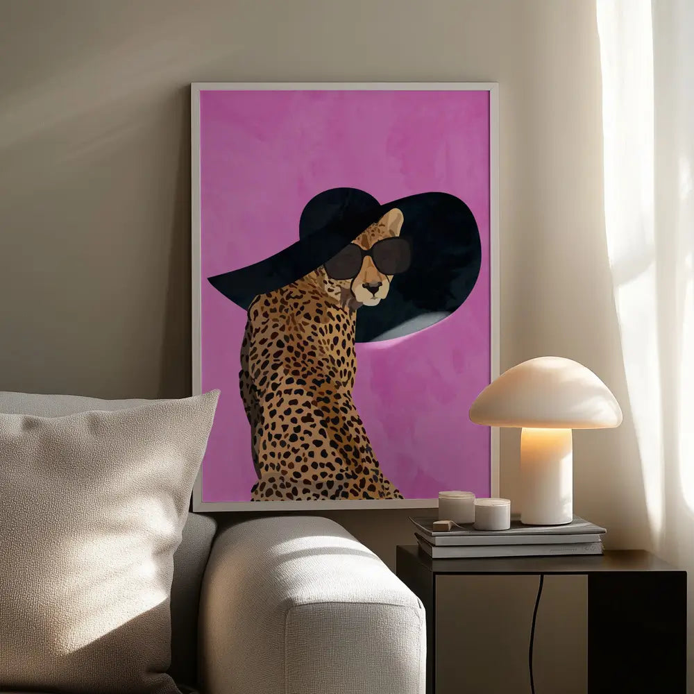 Cheetah Hat Pink Plakat