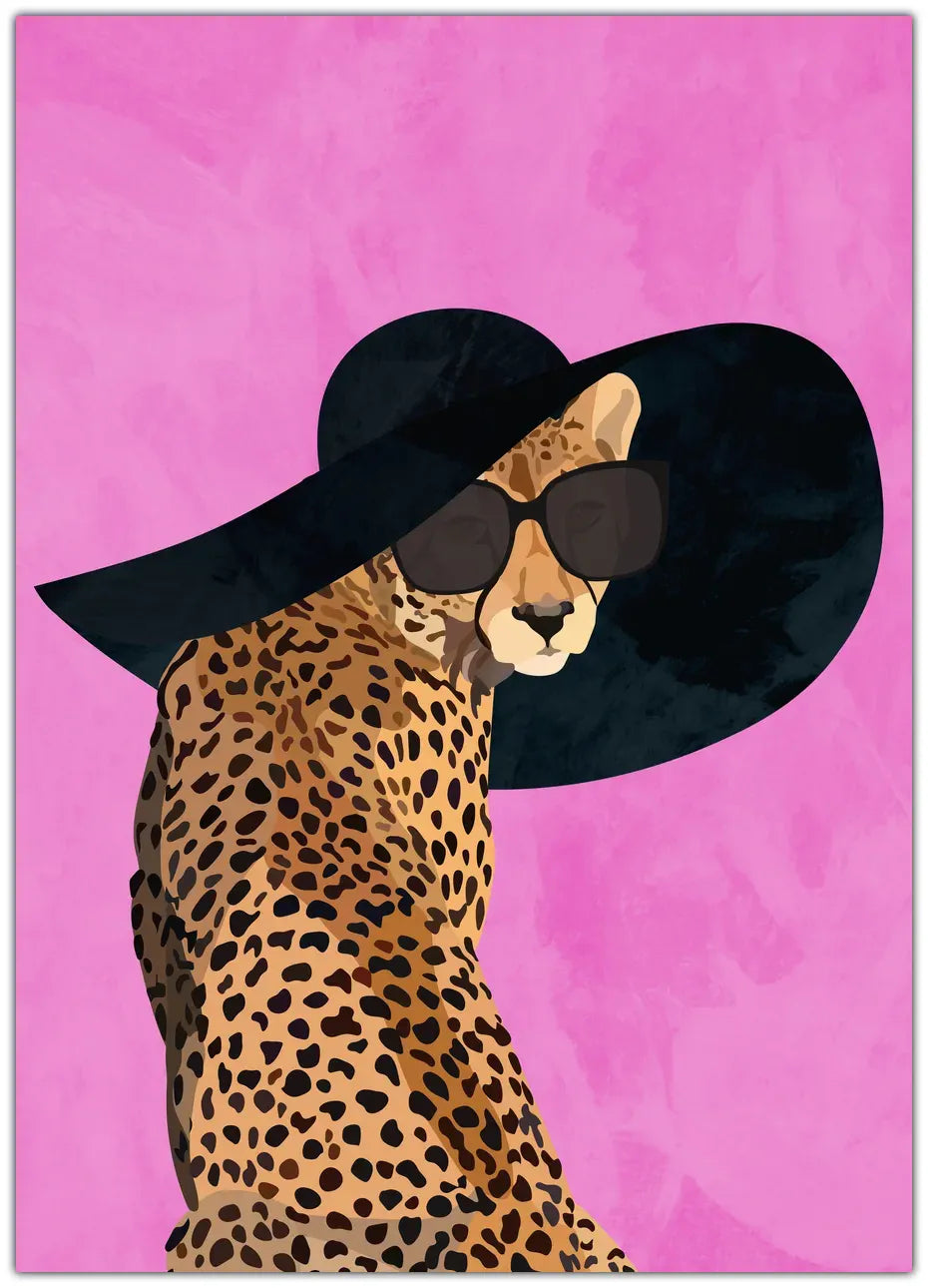 Cheetah Hat Pink Plakat