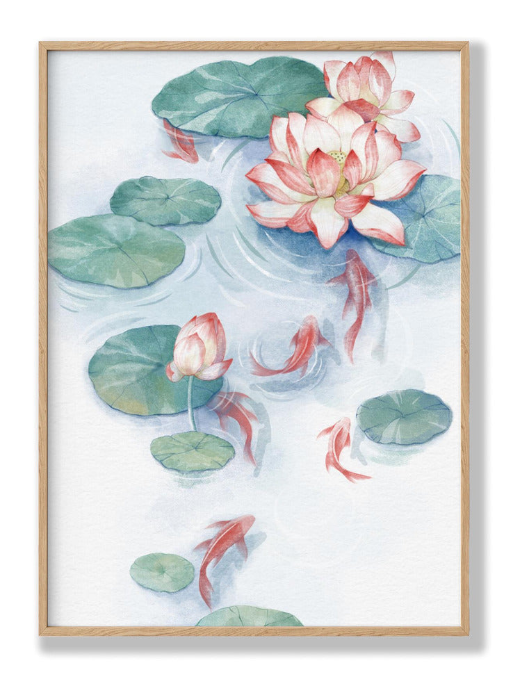 Lotusteich-Aquarell Poster