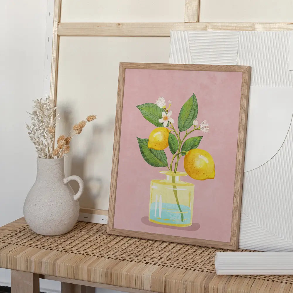 Lemon Bunch In Vase Plakat