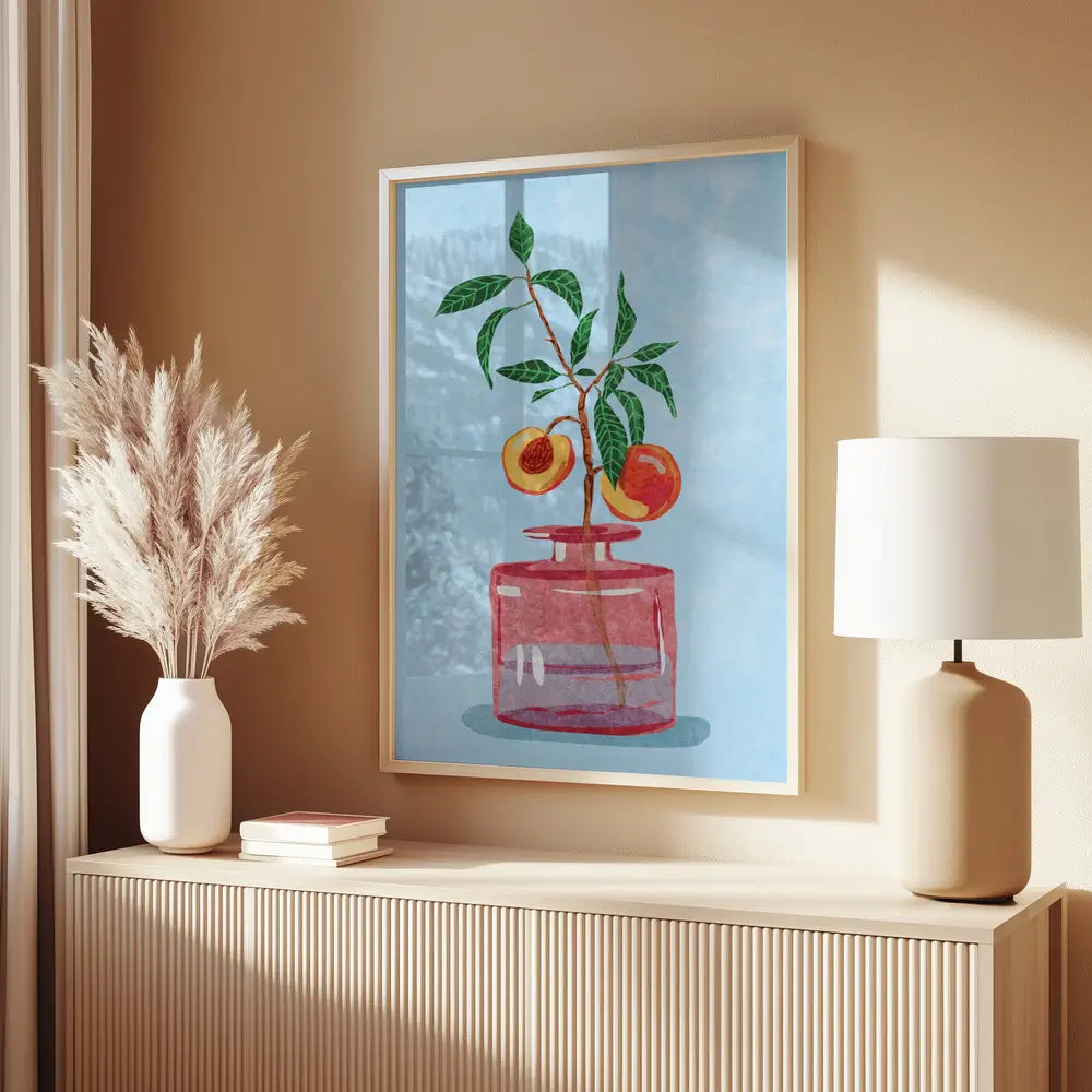 Peach Tree in Vase Plakat
