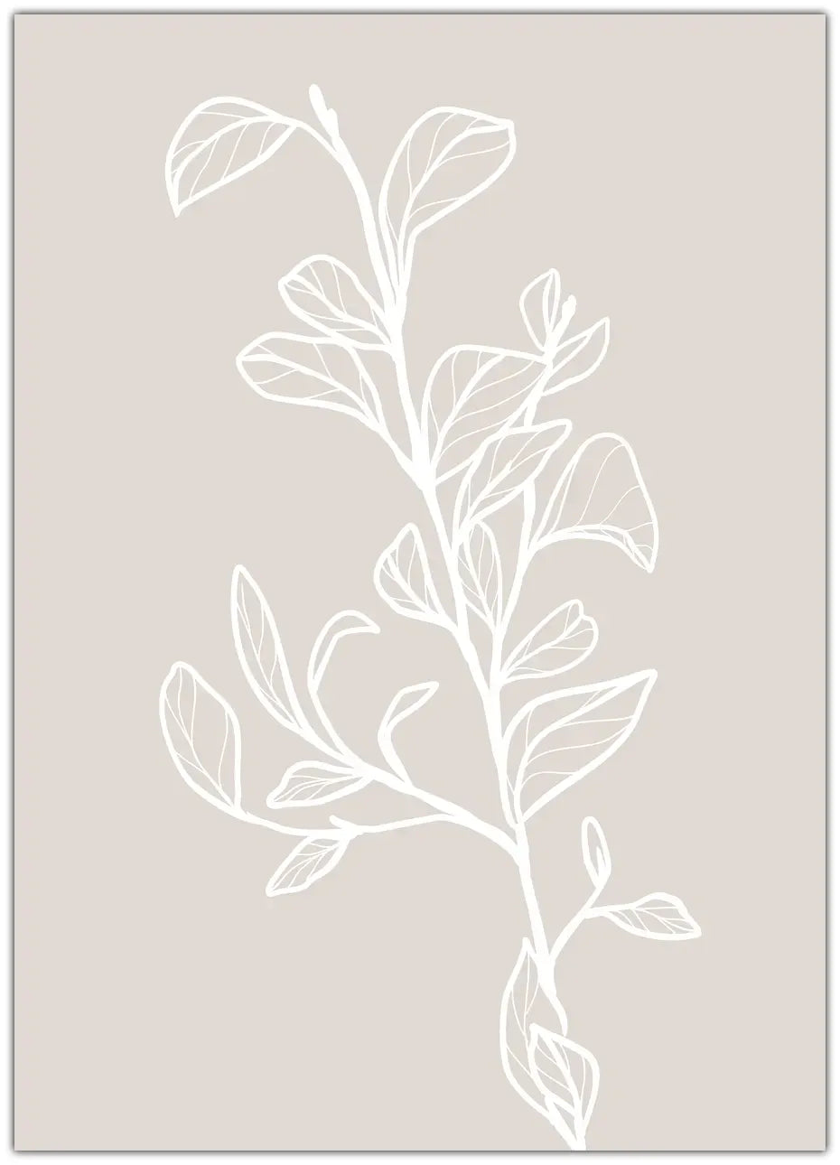 Garran branch with leaves in beige Plakat